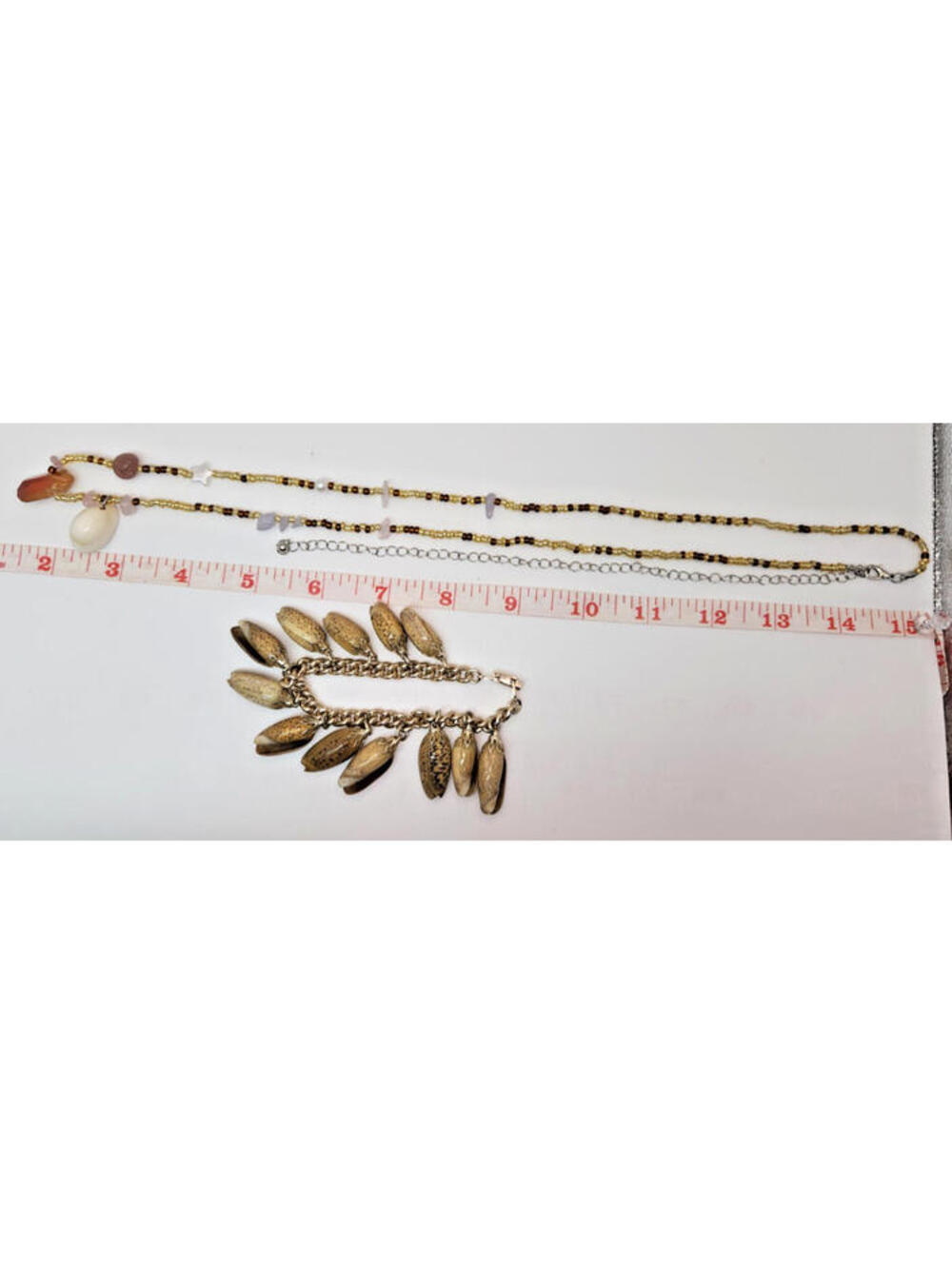 Beach, Cruse, Vacation Shell & Glass Beaded Necklace and Bracelet Boho